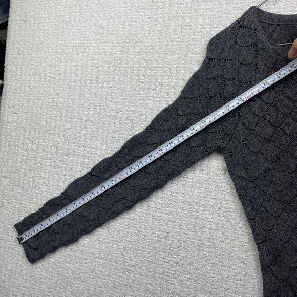 Alfred Sung Cable Knit Crochet Style Women Sz M Grey Charcoal Long sleeve - Picture 8 of 9